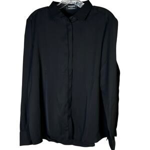 Yves Saint Laurent YSL Uniform Long Sleeve Button-Up Shirt Women's 46 / L Black